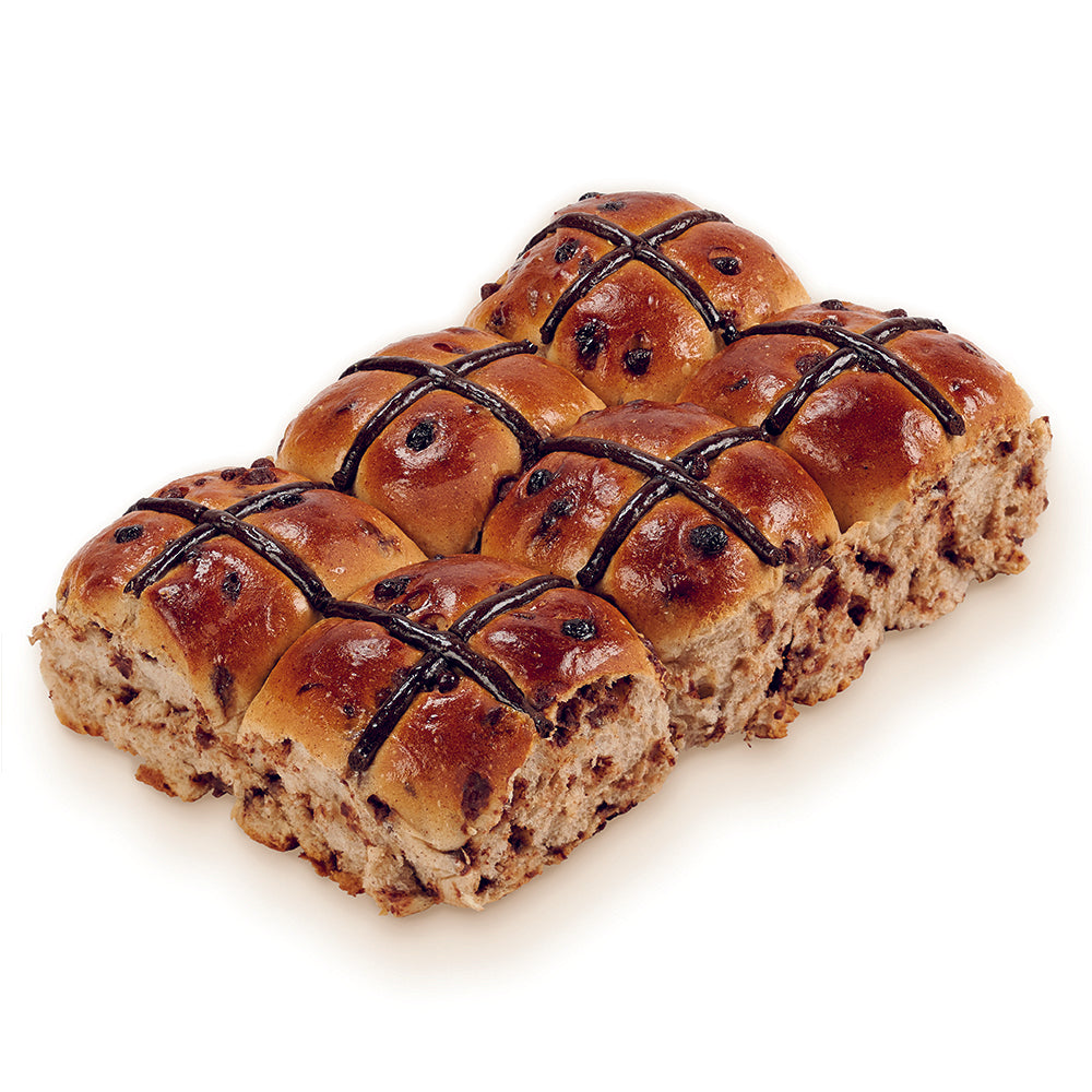 6-Pack Choc Chip Hot Cross Buns