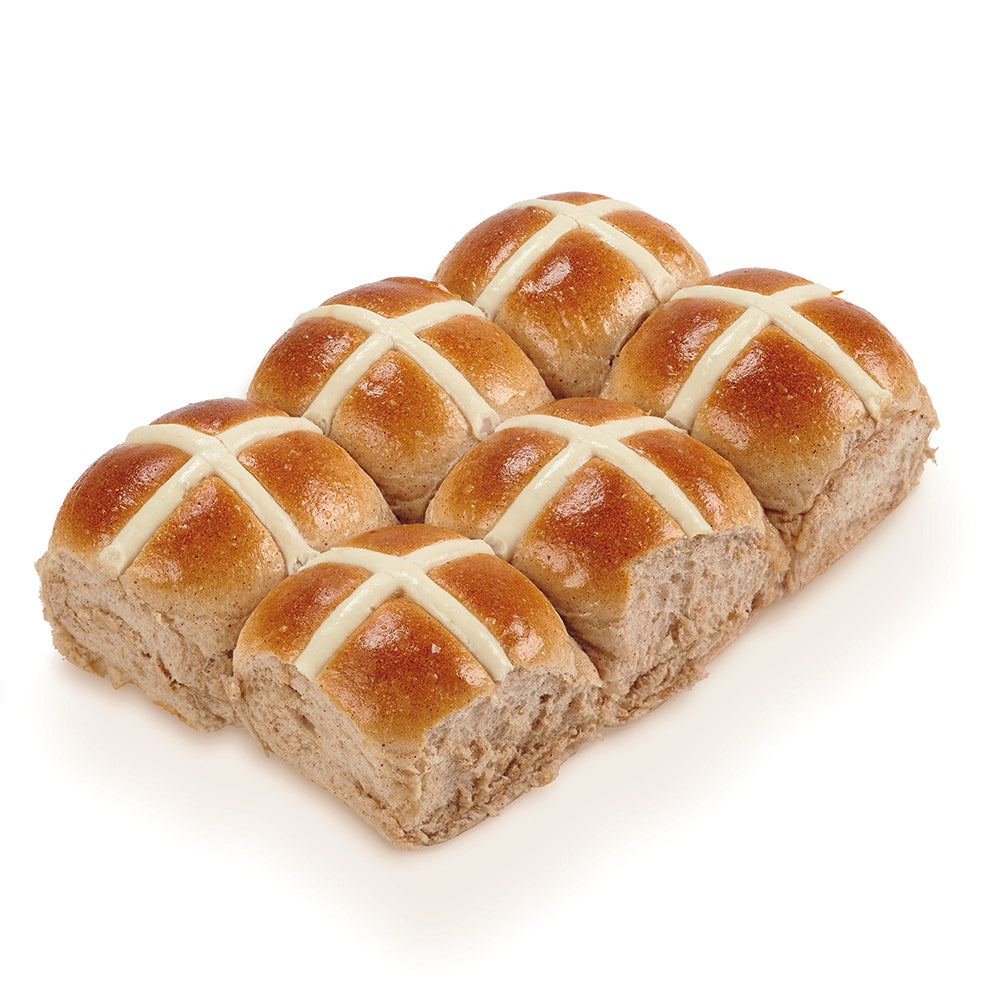 6-pack Fruitless Hot Cross Buns
